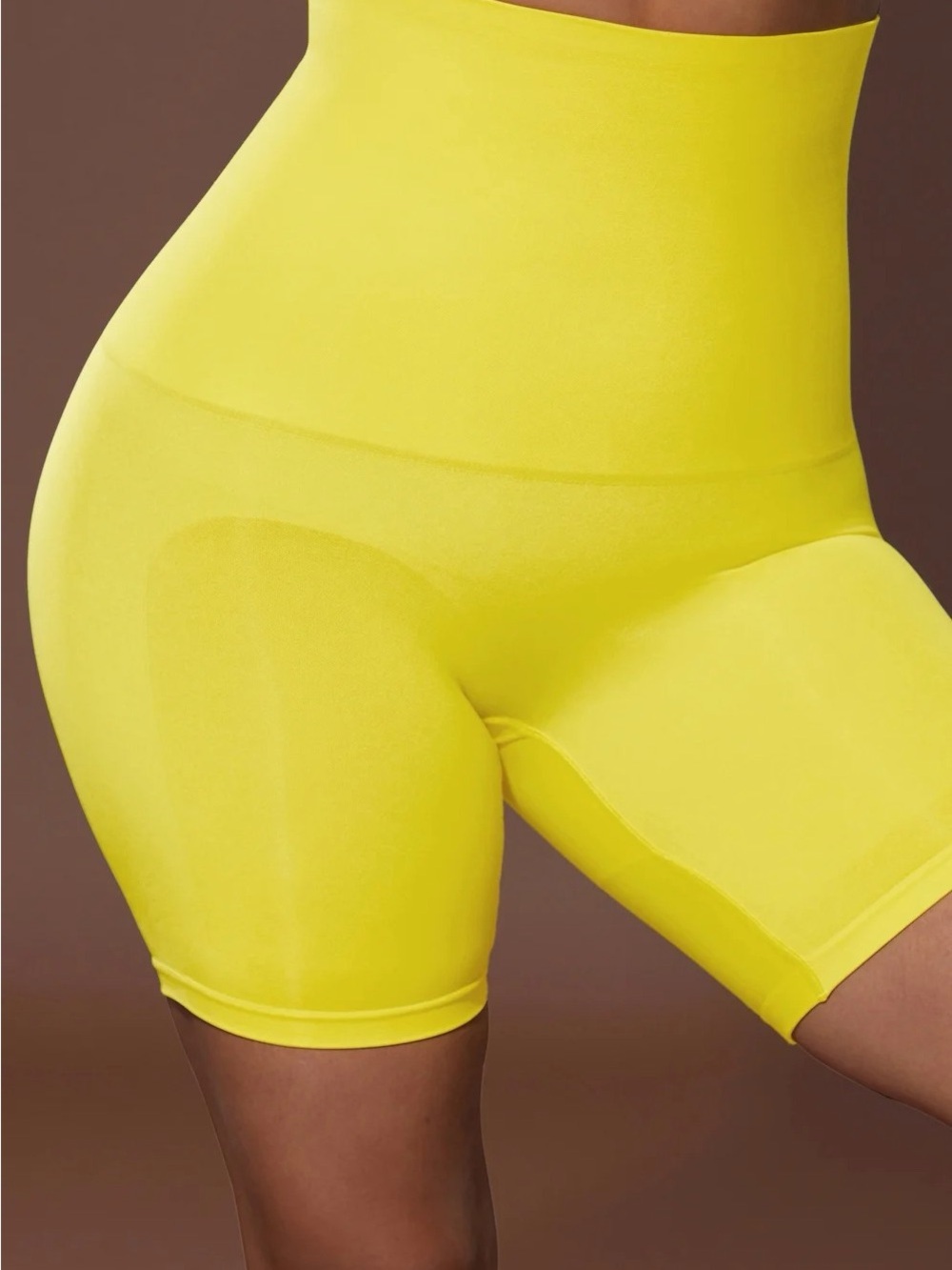 YITTY Bright Yellow High-Waist Shapewear Shorts